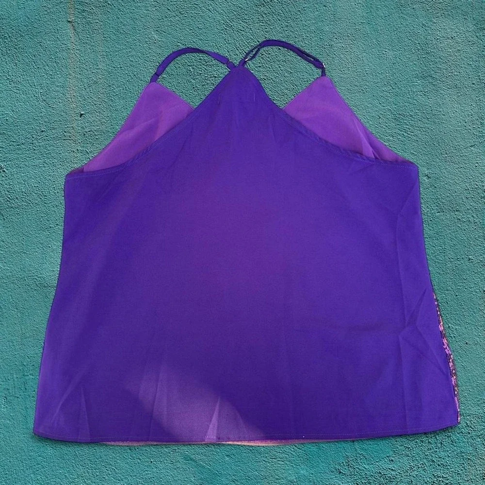 Grace Karin Plus Size Purple Sequin Halter Top